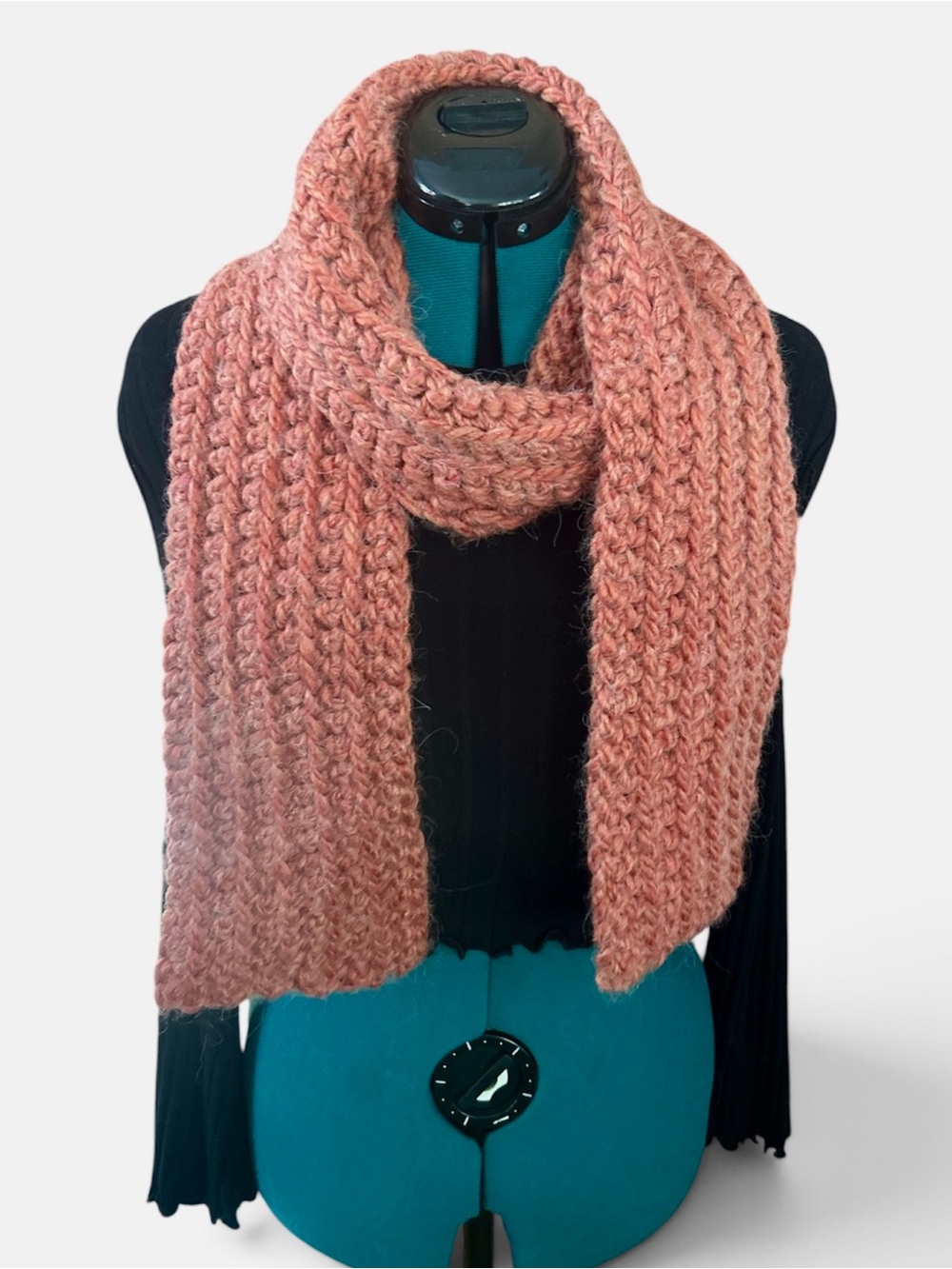 Cozy Chunky Hand Crochet Scarf in Orange